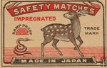Safety match impregnated damp proof trade mark made in Japan
