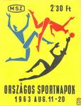 70x95 mm-Országos sportnapok, 1963. aug. 11–20., MSZ, 40 f