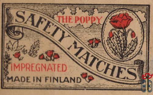 The Poppy safety matches impregnated made in Finland