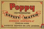 Poppy impregnated safety matches average contents 47 foreign make Norv
