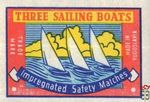 Three sailing boats Impregnated safety matches trade mark made in Yugo