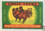 Three Cocks Impregnated safety matches trade mark made in Yugoslavia