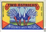 Two Ostrichs Impregnated safety matches trade mark made in Yugoslavia