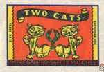 Two Cats Impregnated safety matches trade mark made in Yugoslavia