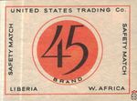 45 Brand United states trading Co. Liberia W.Africa safety matches